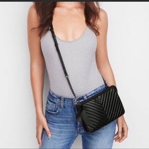 Victoria Secret Black V-Quilt Bag Crossbody strap